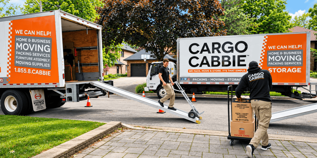Renovation moving and storage Toronto: CARGO CABBIE crew loading furniture into a moving truck before a home renovation